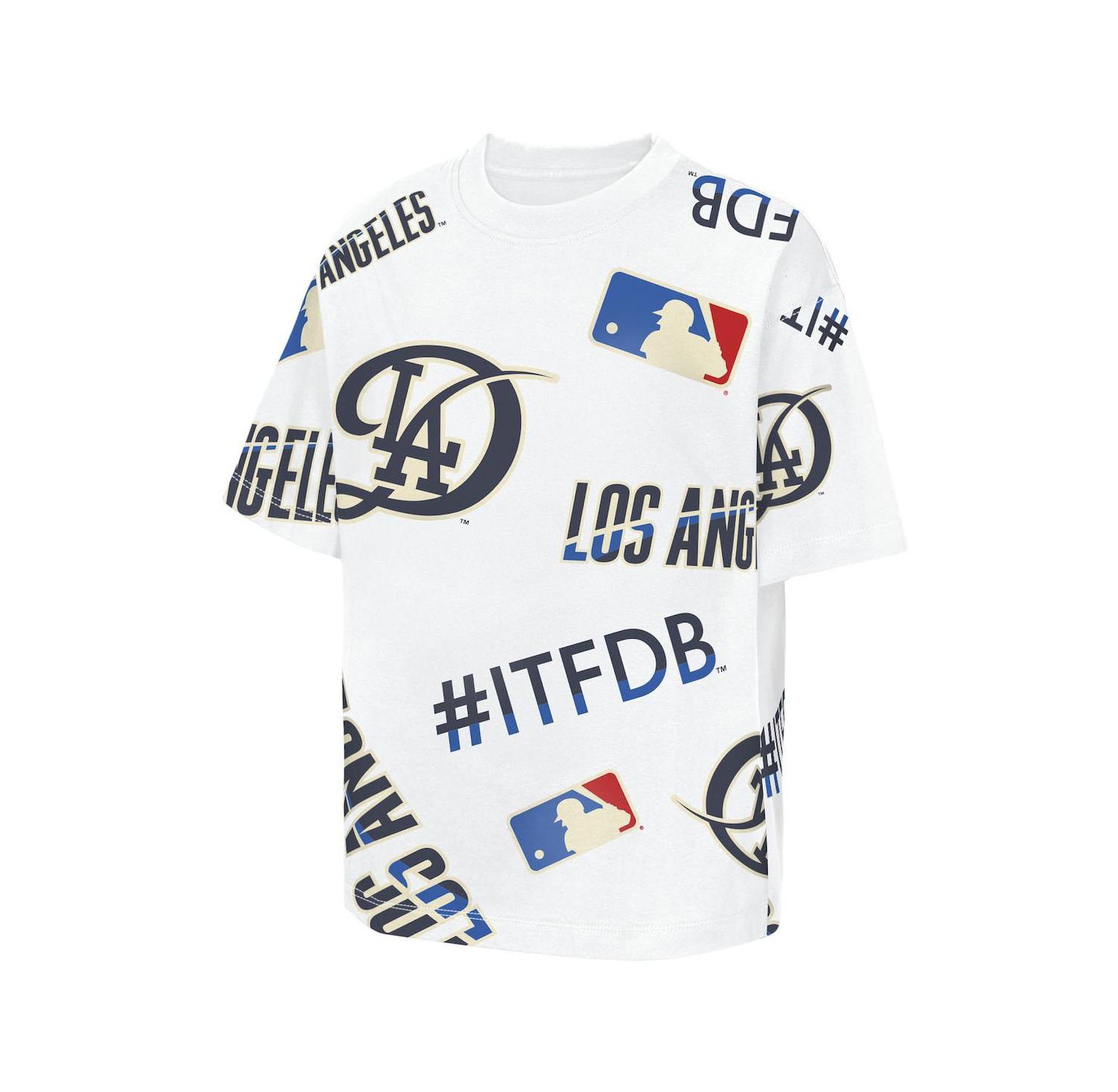 Big Boys and Girls White Los Angeles Dodgers Circus Catch T-Shirt