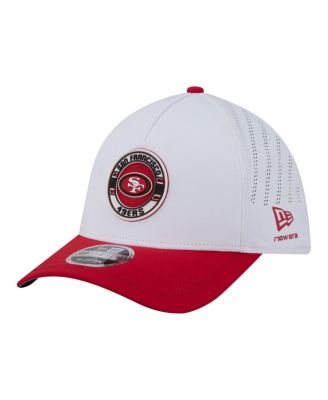 Men's White/Scarlet San Francisco 49ers Patch 39THIRTY A-Frame M-Crown Perforated Flex Hat