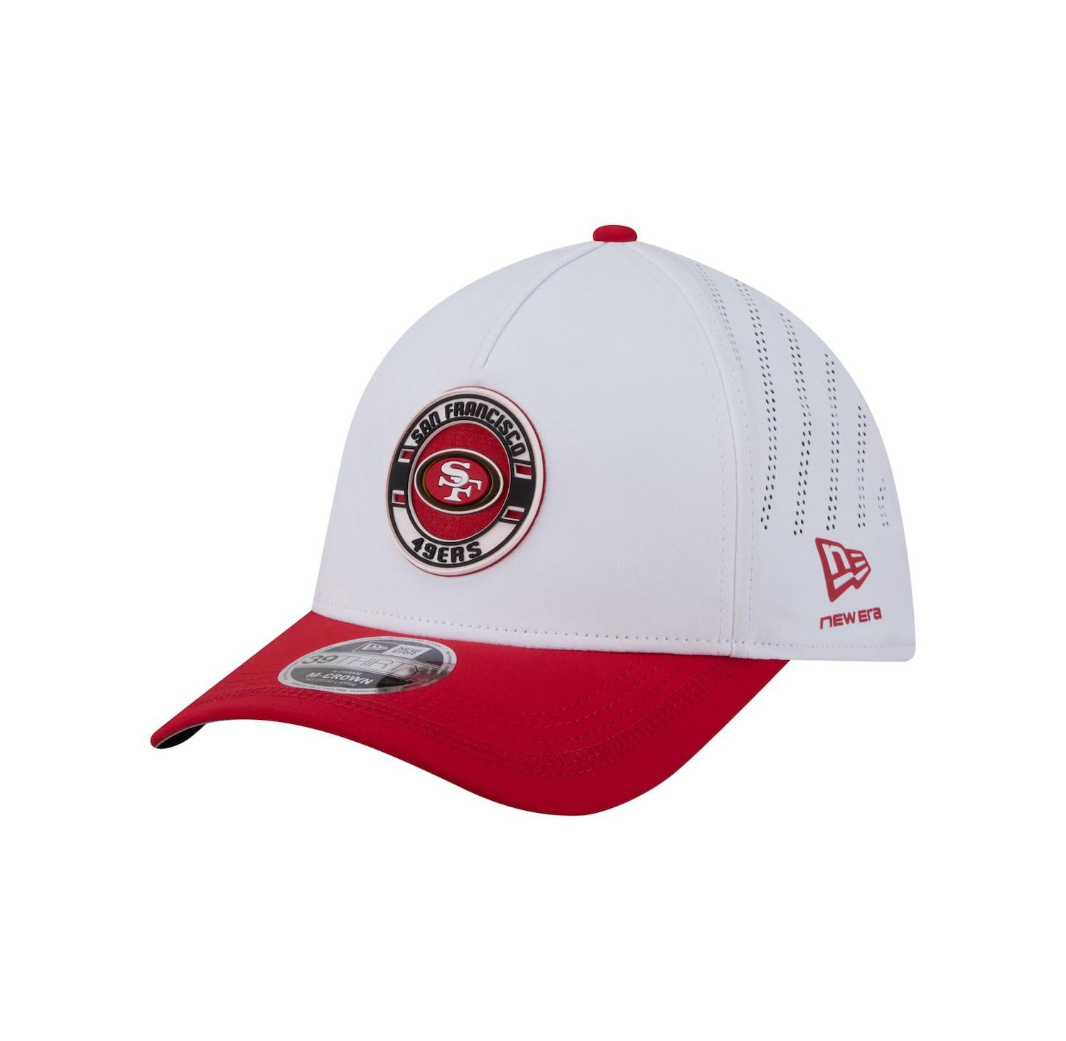 Men's White/Scarlet San Francisco 49ers Patch 39THIRTY A-Frame M-Crown Perforated Flex Hat