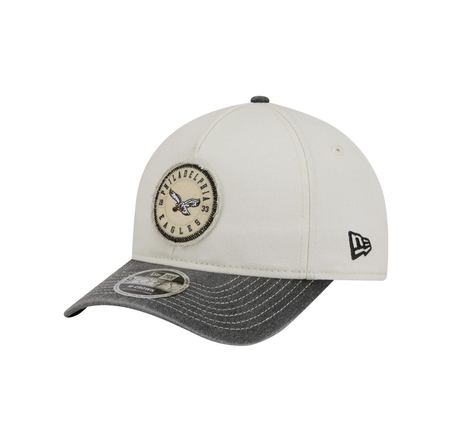 Men's White/Black Philadelphia Eagles 9FORTY Felt A-Frame Adjustable Hat