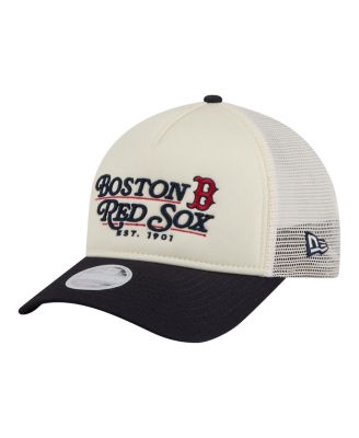 Women's Light Beige/Navy Boston Red Sox Retro 9FORTY M-Crown A-Frame Trucker Adjustable Hat