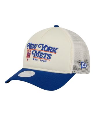 Women's Light Beige/Royal New York Mets Retro 9FORTY M-Crown A-Frame Trucker Adjustable Hat