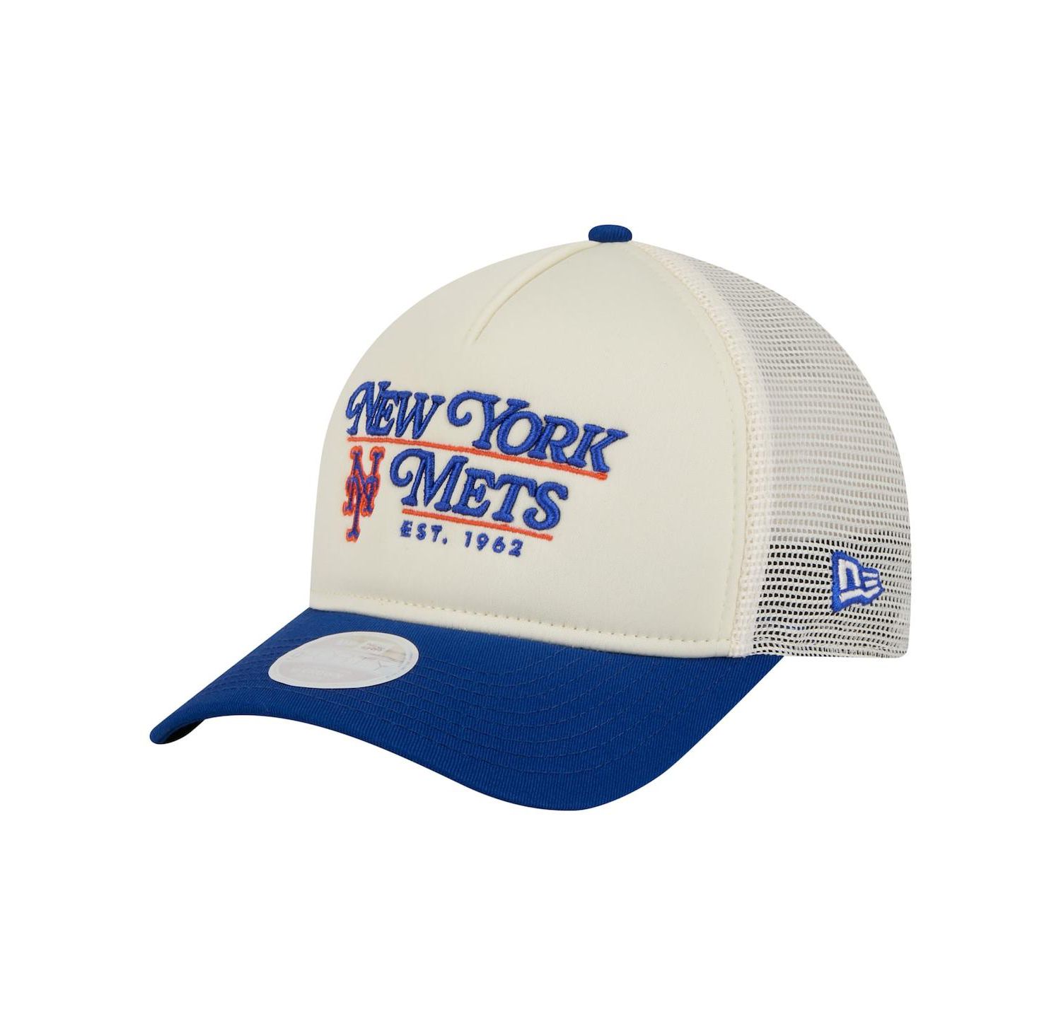 Women's Light Beige/Royal New York Mets Retro 9FORTY M-Crown A-Frame Trucker Adjustable Hat