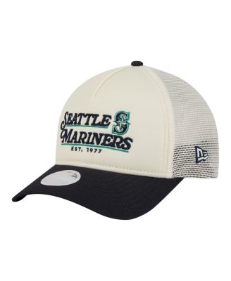 Women's Light Beige/Navy Seattle Mariners Retro 9FORTY M-Crown A-Frame Trucker Adjustable Hat