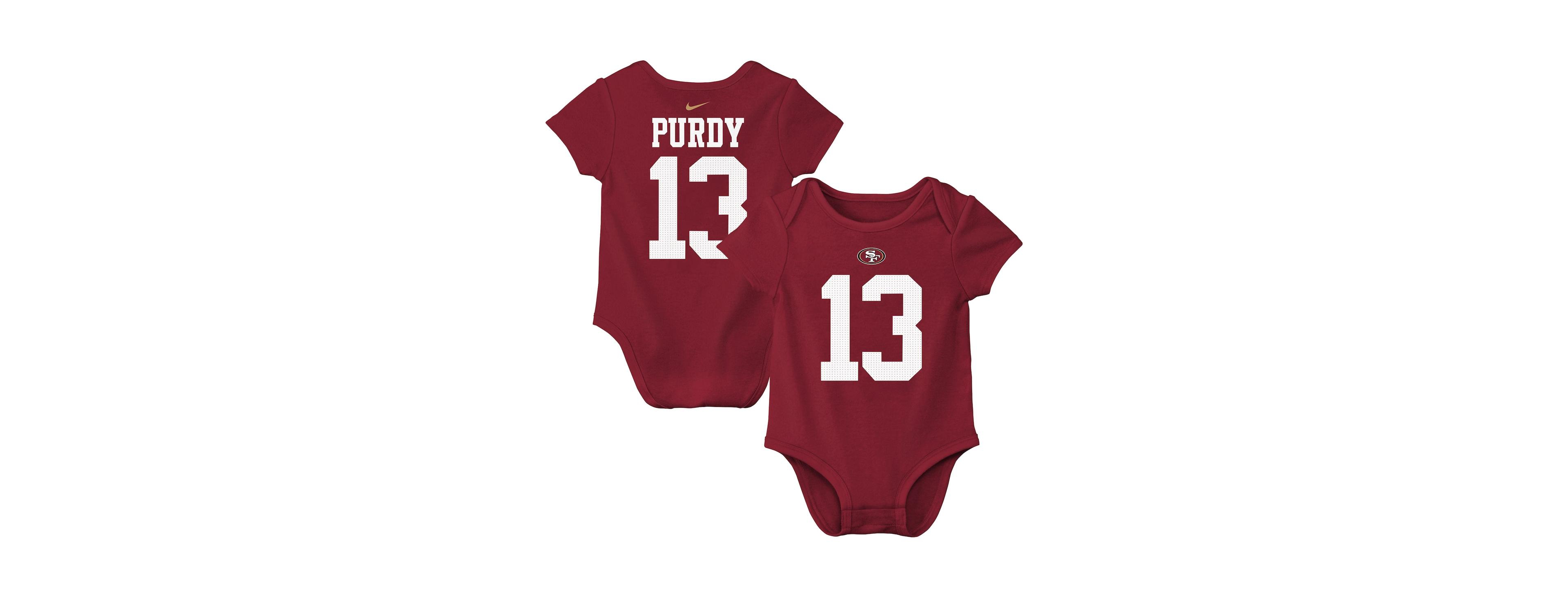 Nike Baby Boys and Girls Brock Purdy Scarlet San Francisco 49ers Player Name Number Bodysuit