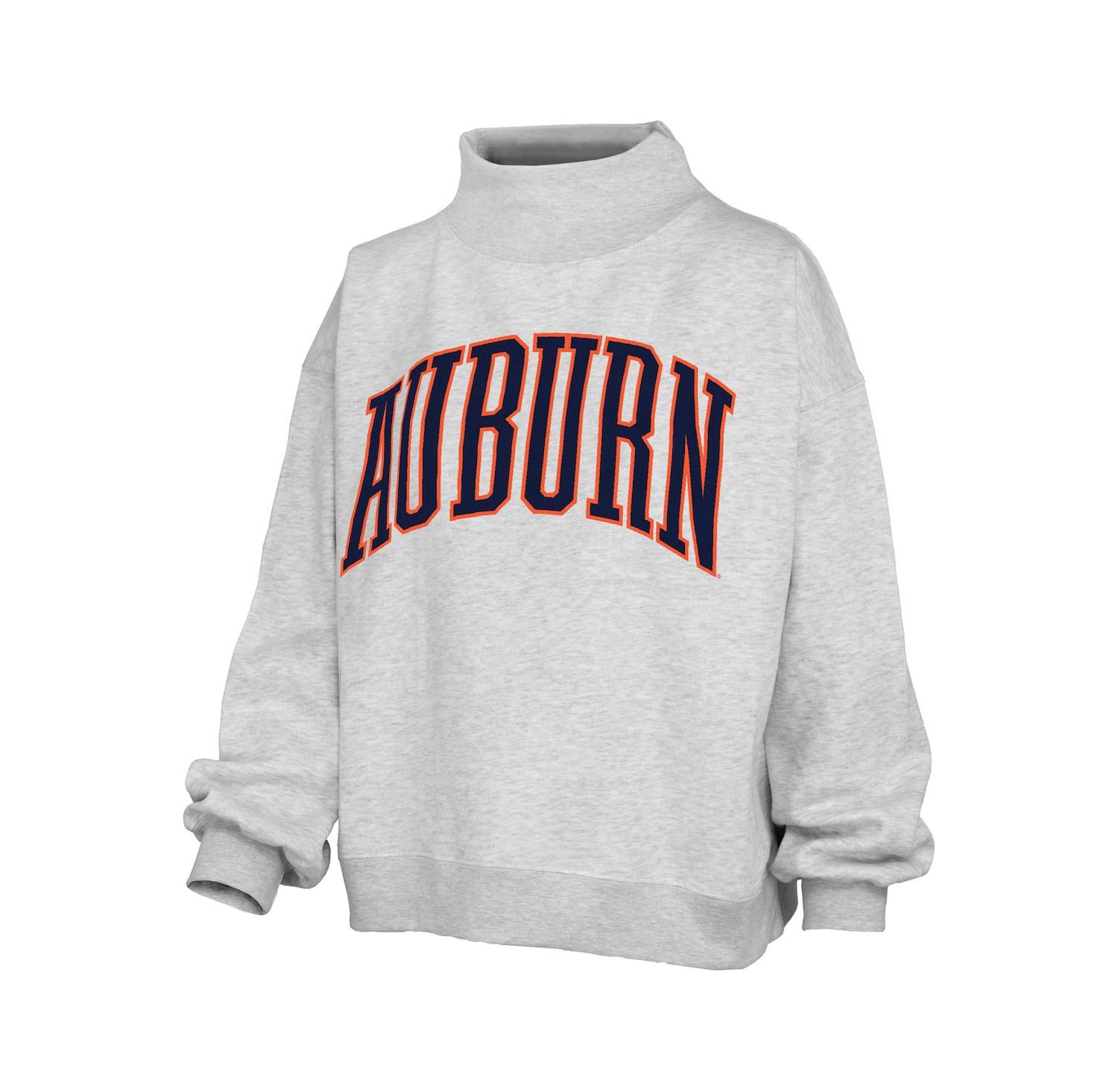 Women's Heather Gray Auburn Tigers Oversized Nelson Mock Neck Sweatshirt