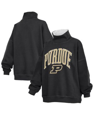 Women's Black Purdue Boilermakers Oversized Mock Neck Sweatshirt