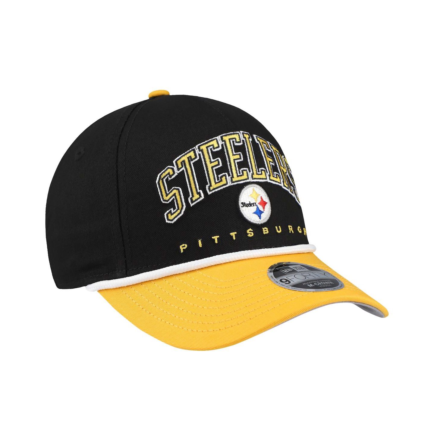 Детская кепка New Era Black/Gold Pittsburgh Steelers Arch Coolera 9FORTY A-Frame Adjustable Hat — фото 3