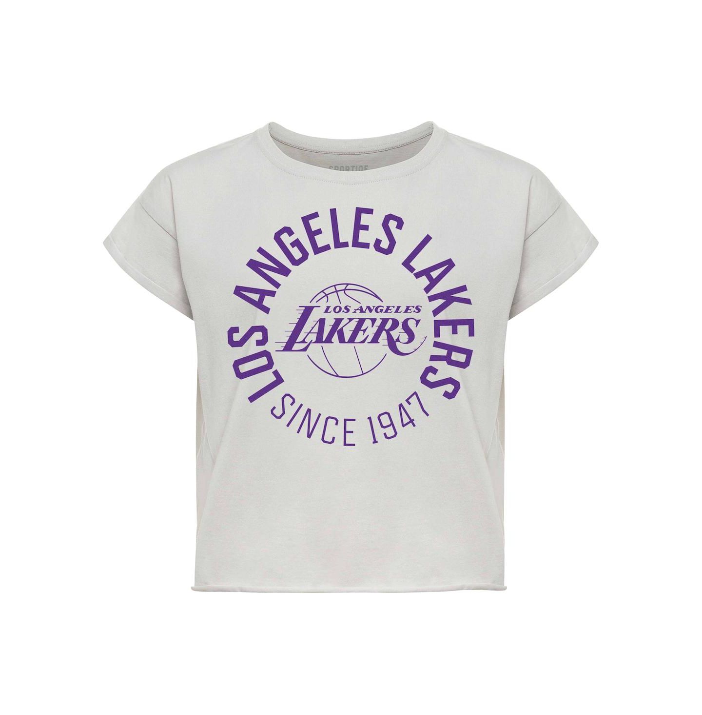 Женская футболка Sportiqe Gray Los Angeles Lakers Cropped Genuine Issue Collection Alana — фото 3