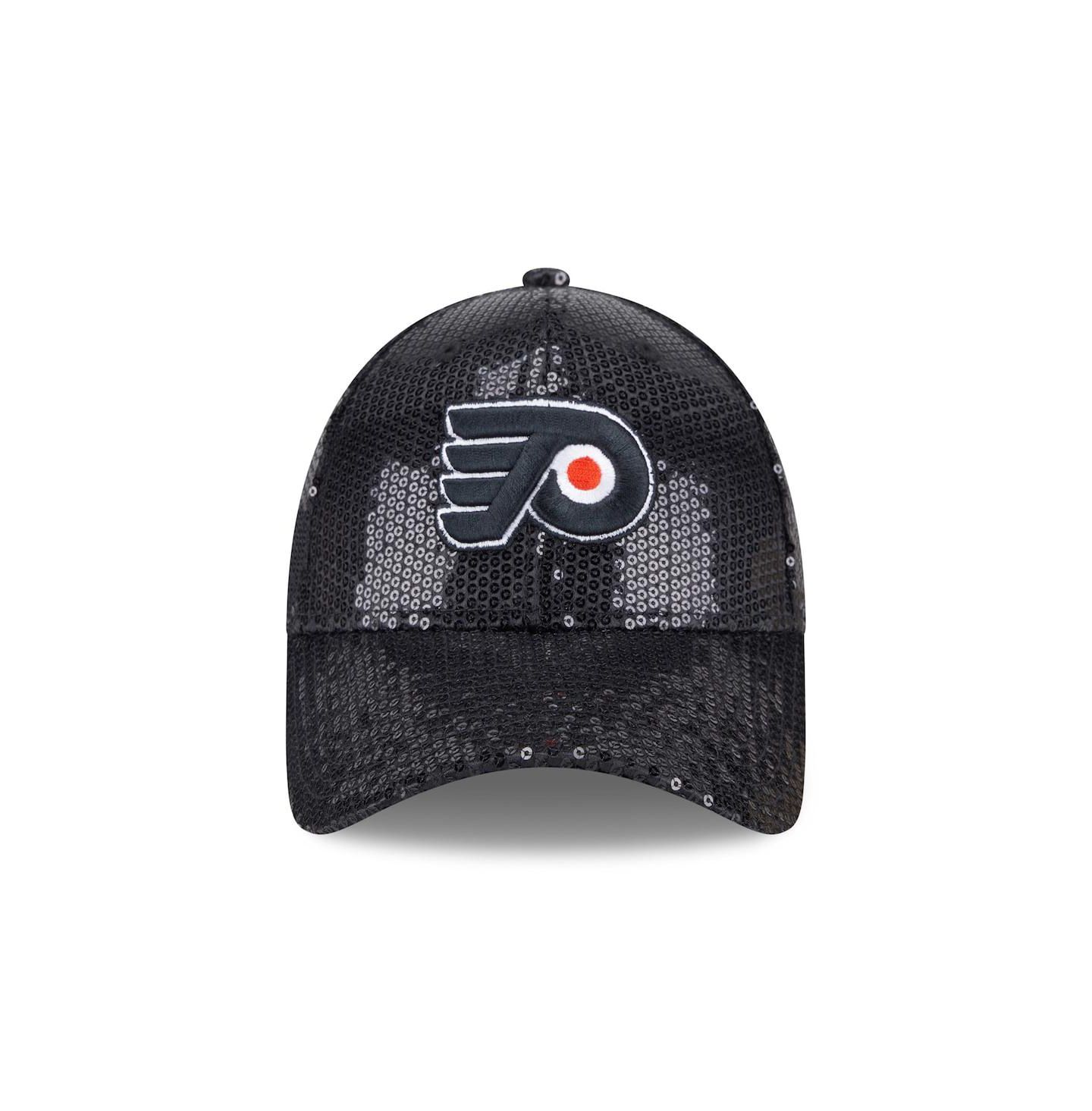 Женские кепки New Era Black Philadelphia Flyers Sequin 9FORTY Adjustable Hat — фото 4