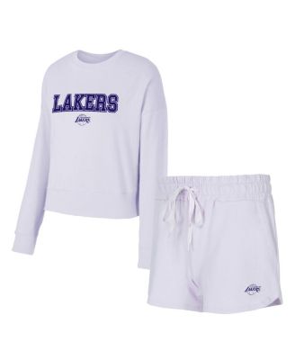Women's&nbsp;2-Piece Light Purple Los Angeles Lakers Elevation Tri-Blend Long Sleeve Top and Shorts Set