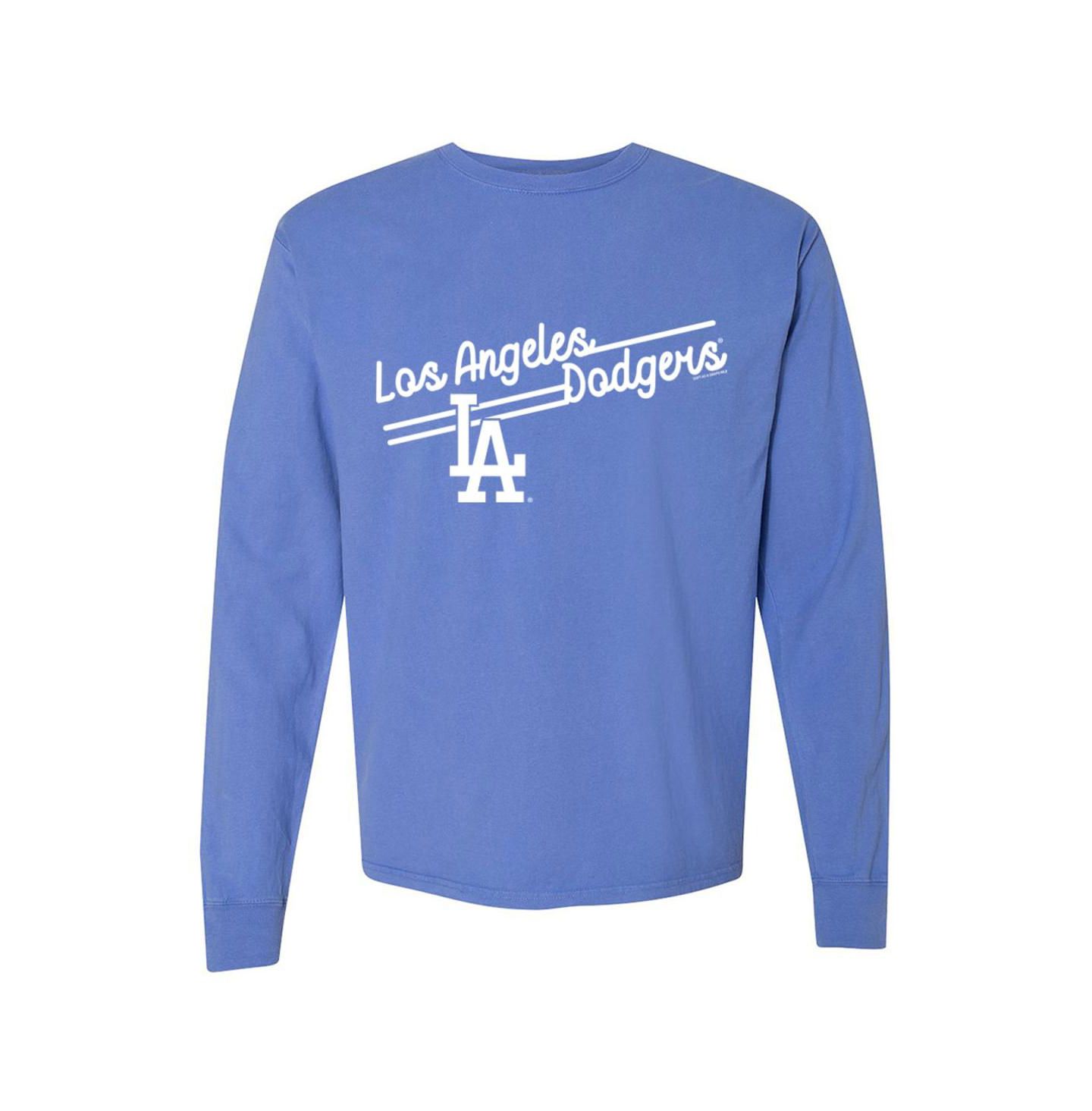 Женская футболка Soft As A Grape Royal Los Angeles Dodgers Pigment Dye Long Sleeve — фото 1