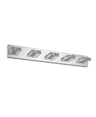 31 Inch Modern 5 Light LED Vanity Light Square Acrylic Lampshades Wall Mount Fixture for Bathroom Mirror Lighting