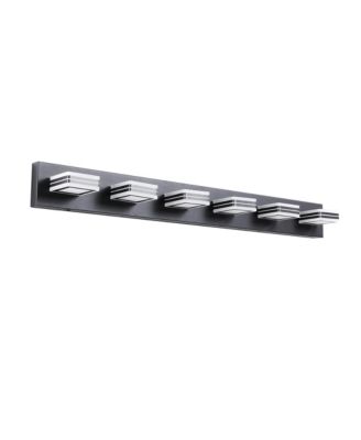 40 Inch Modern 6 Light LED Vanity Light Sleek Bathroom Wall Fixture Iron and Acrylic Dimmable for Mirror Lighting