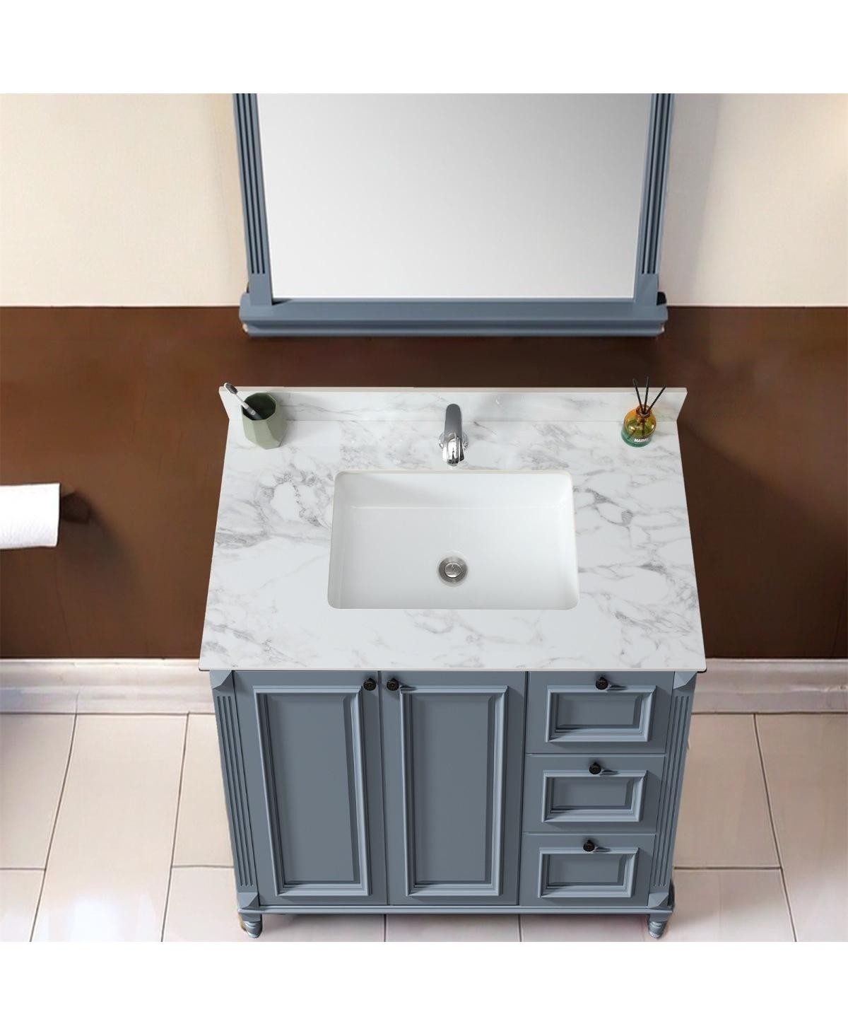 Sillysis 31/37/43 Inch Sintered Stone Bathroom Vanity Top with Rectangular Undermount Sink, 4 Inch Backsplash