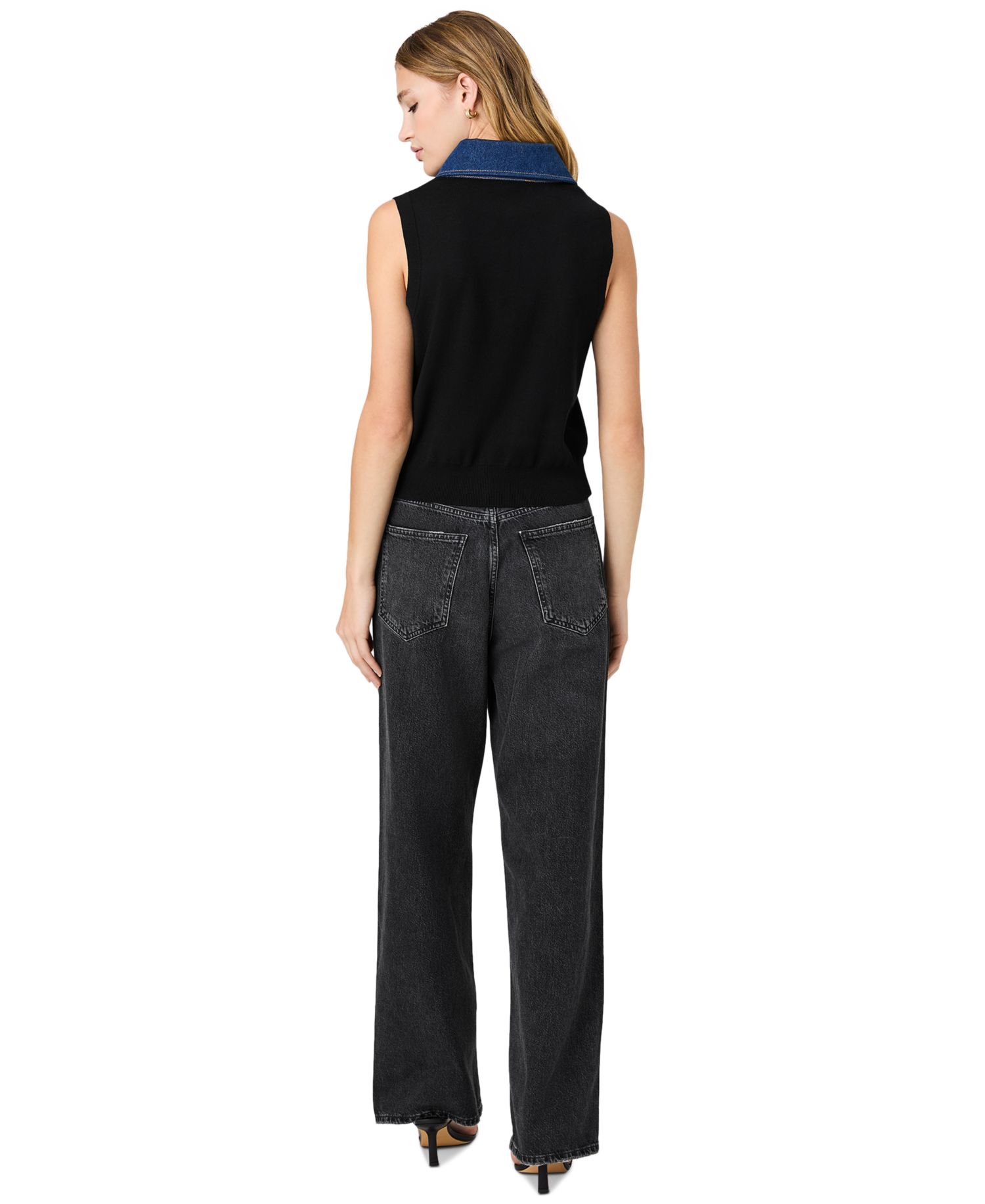 Women's Maxine Knit Denim Collar Sleeveless Sweater