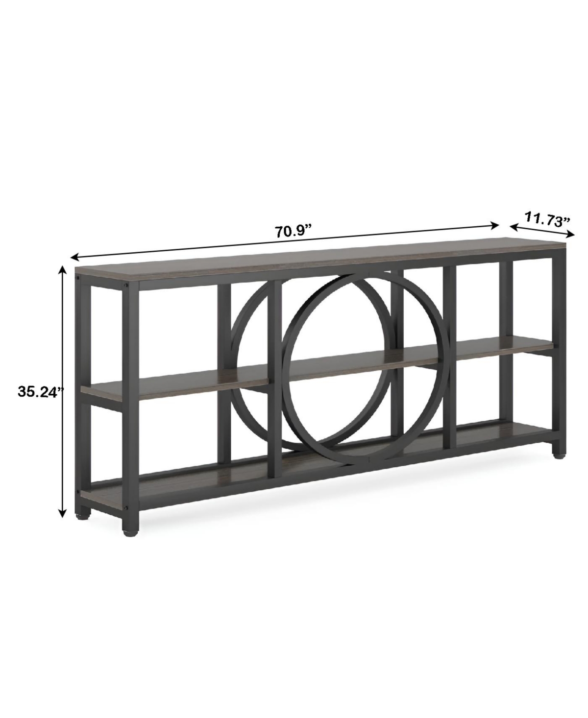 Slickblue Modern Narrow Console Table with 3-Tier Shelves for Entryway and Hallway Storage