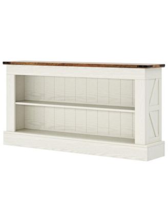 Long Entryway Console Table with Storage Shelves for Sofa and Hallway Use
