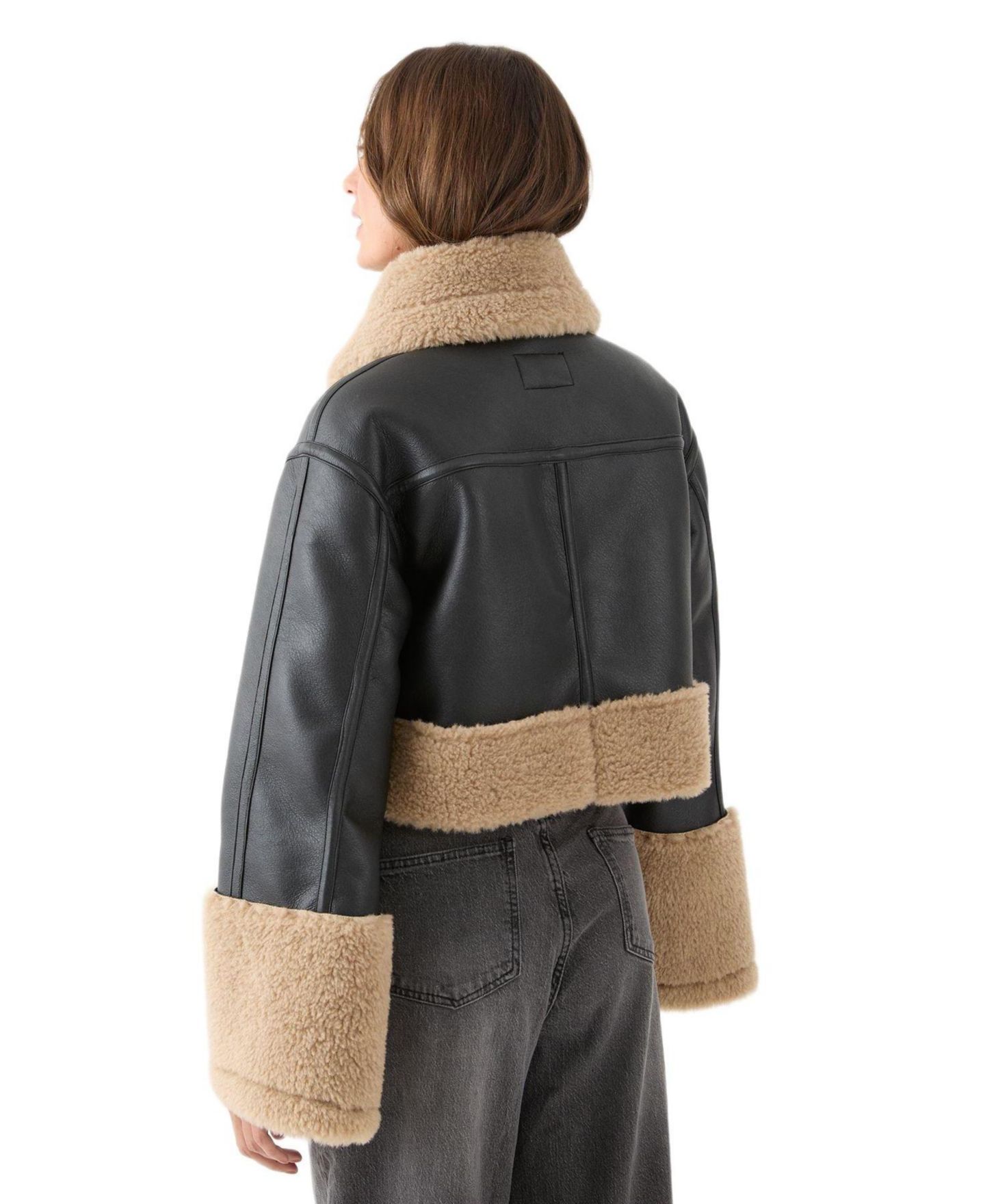 Женская куртка MissPap Faux Fur Trim Aviator, цвет: Чёрный — фото 3