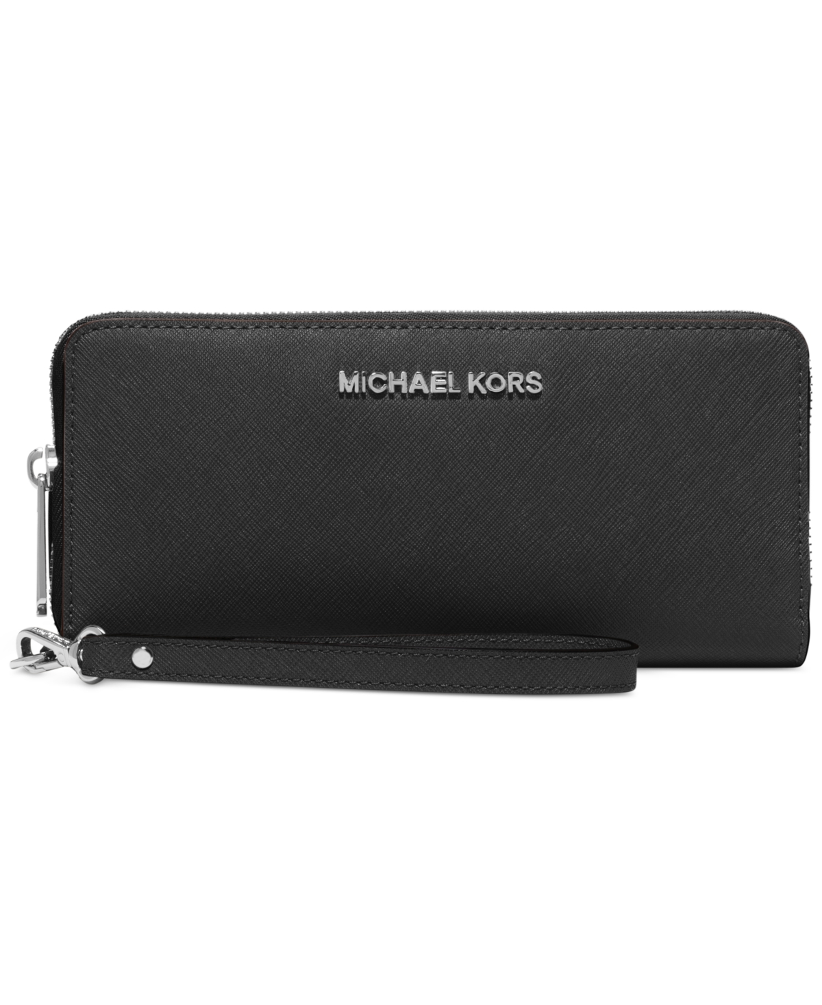 Shop Michael Kors Jet Set Travel Continental Wallet In Black,silver