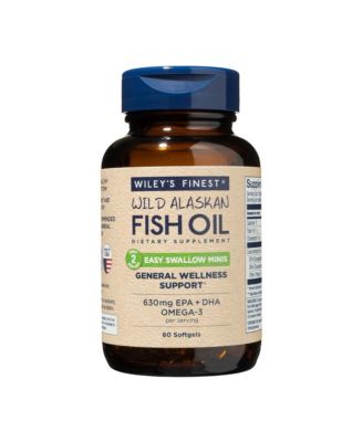 Wild Alaskan Fish Oil Minis - 630mg EPA and DHA Omega-3 for Adults and Kids - 60 Mini Softgels (30 Servings)