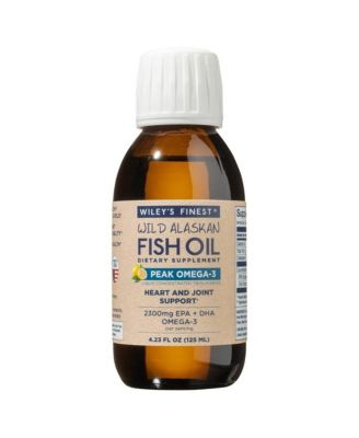 Wiley s Finest Wild Alaskan Fish Oil Peak Omega-3 Liquid Supplement - 2300mg EPA and DHA Omega-3s - Lemon Flavor - 4.23 FL Oz (25 Servings)