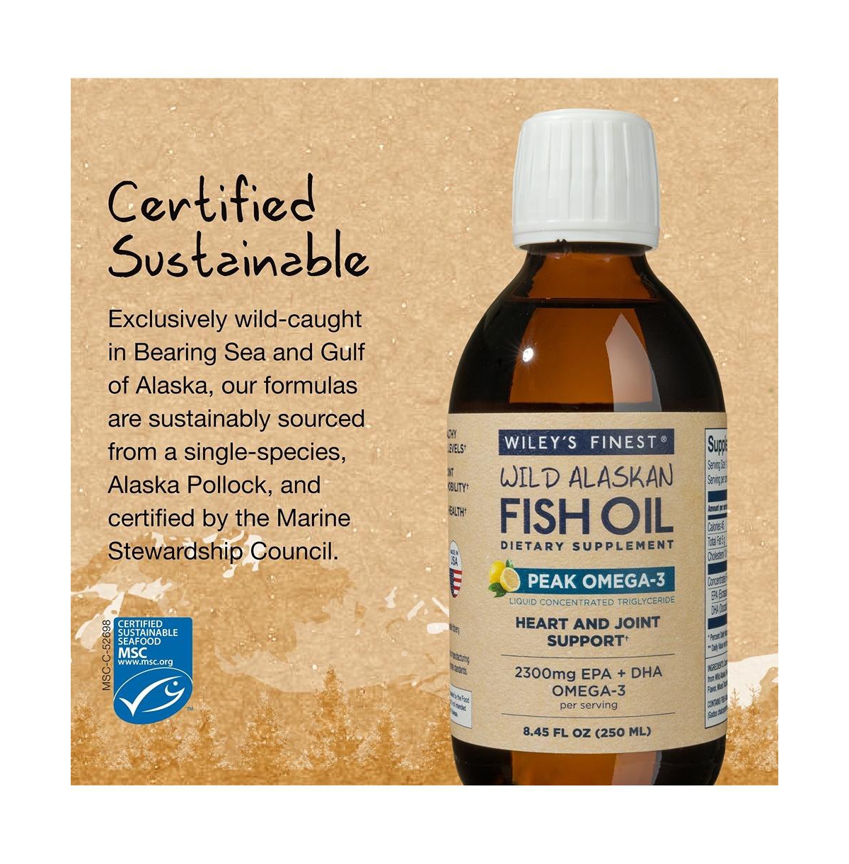 Wiley s Finest Wild Alaskan Fish Oil Peak Omega-3 Liquid Supplement - 2300mg Epa and Dha Omega-3s