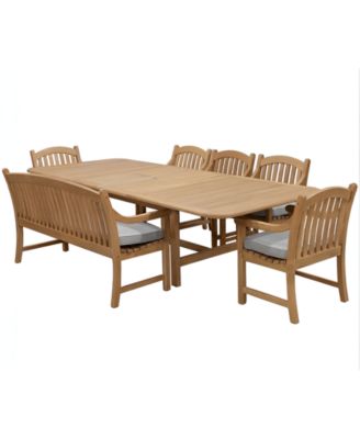 Bristol 7-Piece Rectangle Outdoor Dining Set (Dining Table, Dining Chairs and Bench)