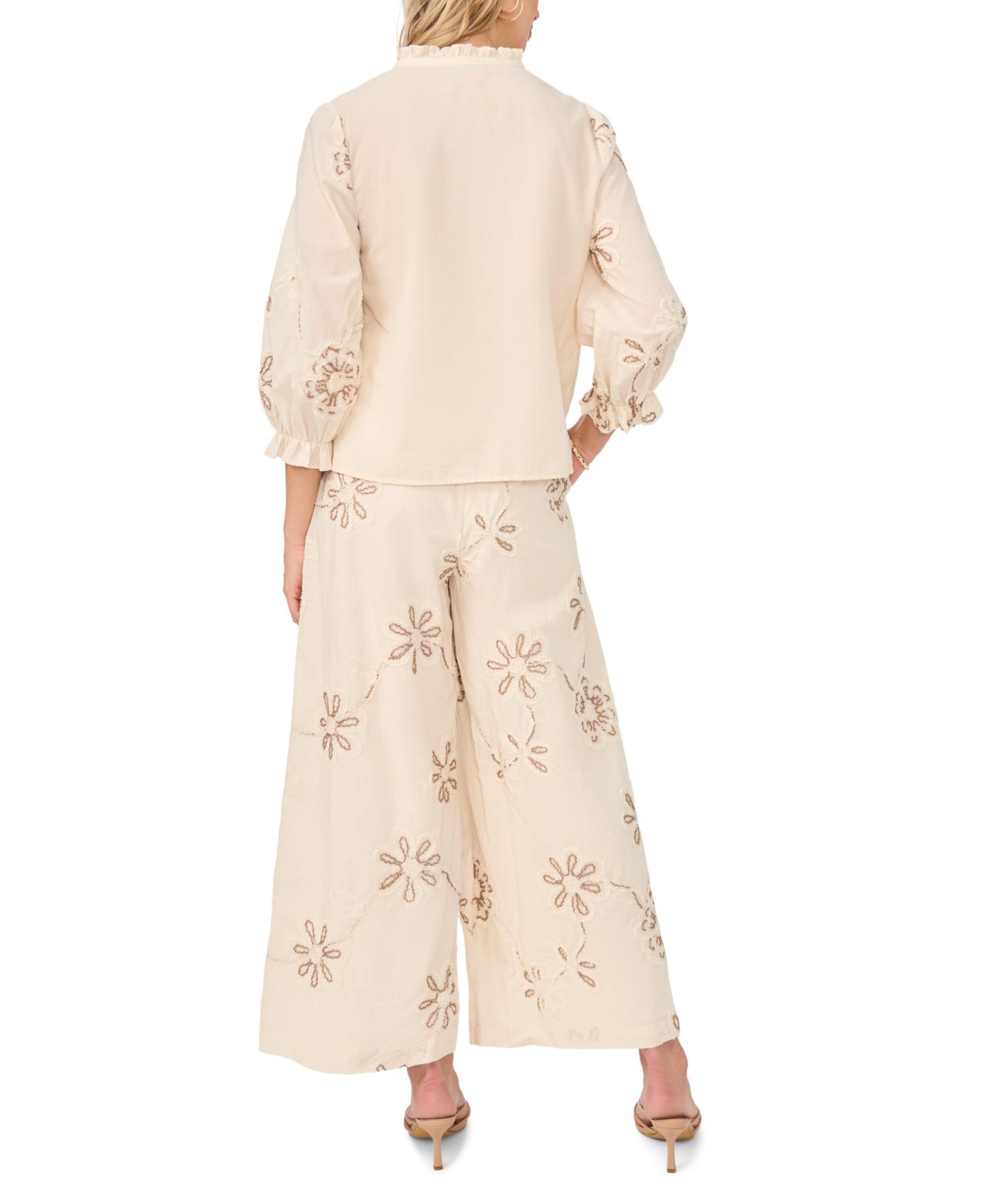 Женский топ Vince Camuto Cotton Split Neck Self-Tie Top, цвет: Слоновая кость — фото 4