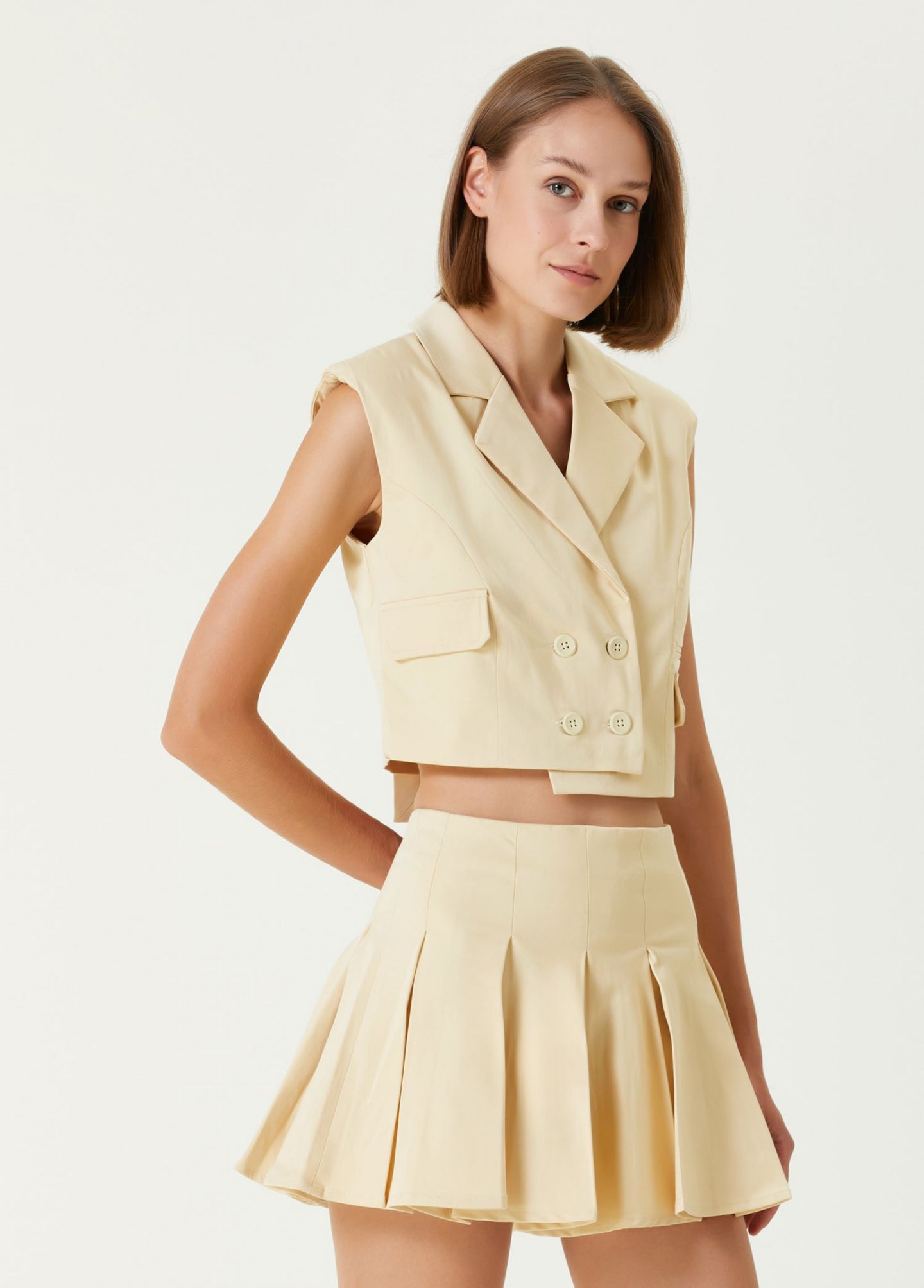 Женский жилет PCFG Cropped Cotton Woven Vest, цвет: Зелёный — фото 5