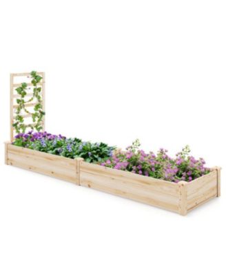 Raised Garden Bed with Planter Box and Trellis for Climbing Plants