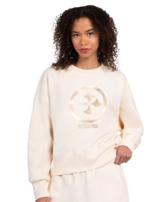 Women's Cream Pittsburgh Steelers Travel Pastels Boxy Fleece Sweatshirt