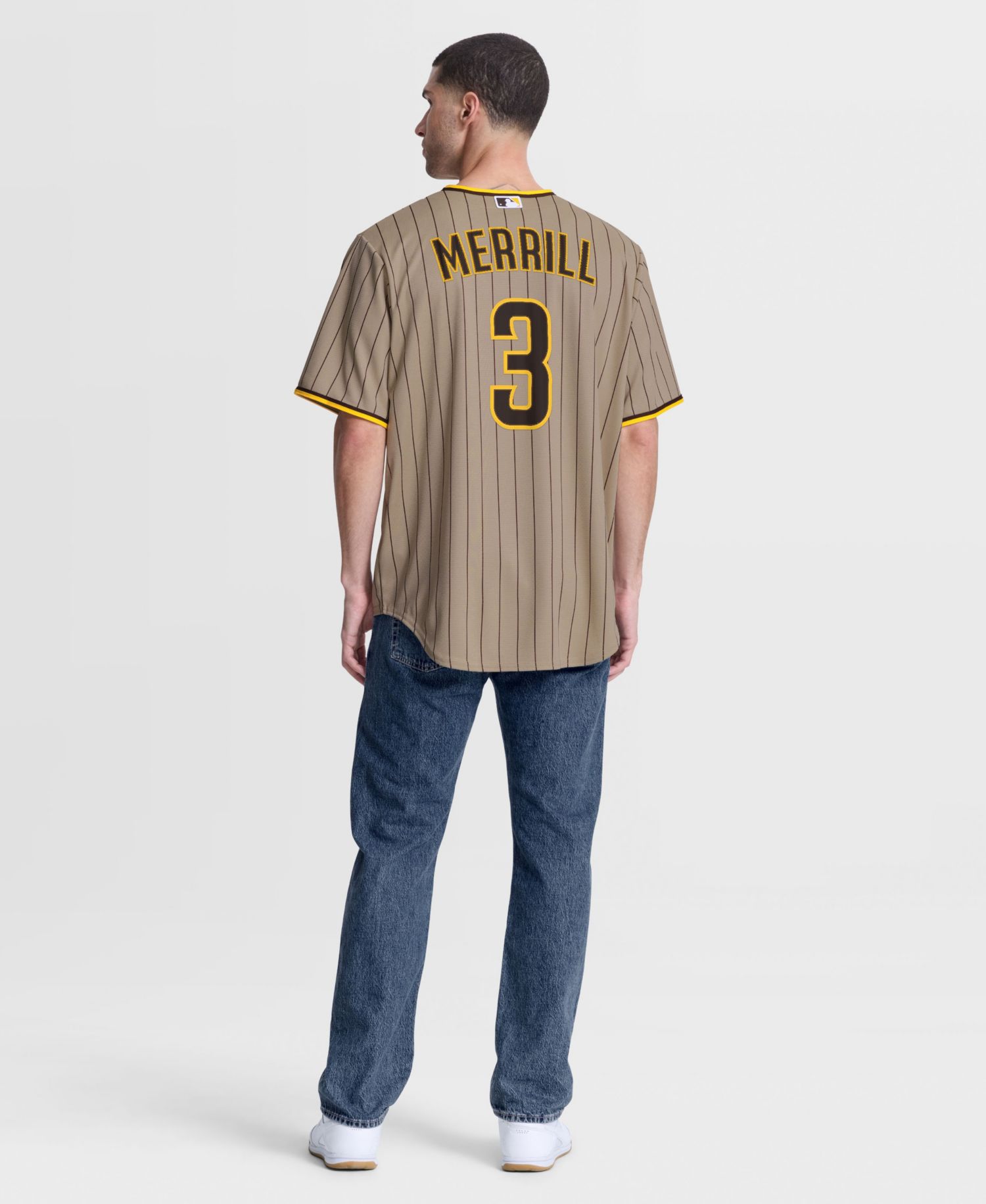 Men's Jackson Merrill Sand San Diego Padres Alternate Replica Jersey