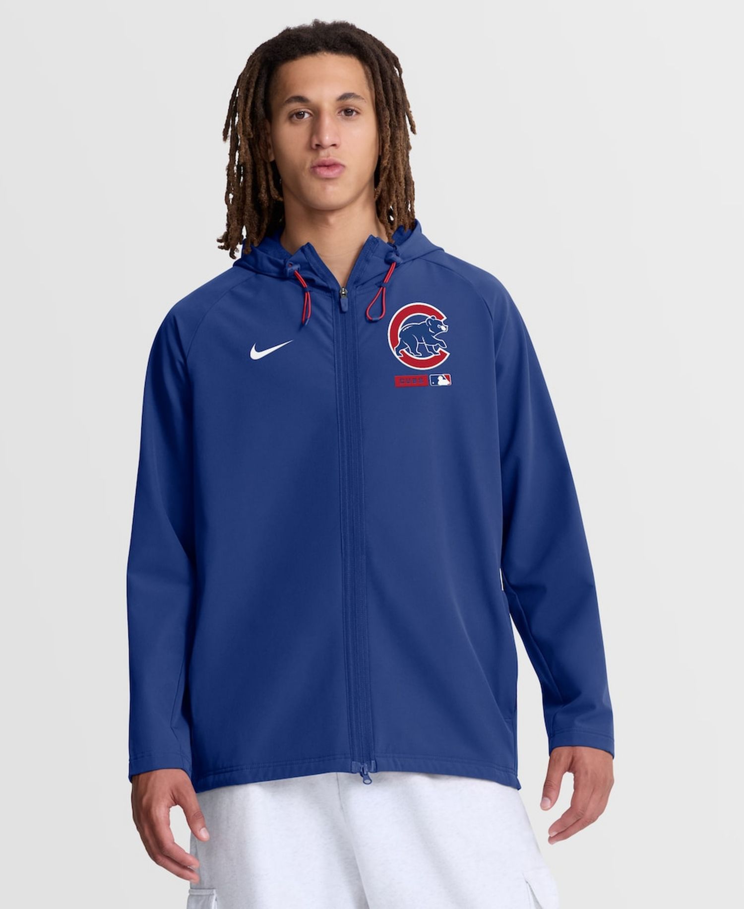 Men's Royal Chicago Cubs Authentic Collection Raglan Therma-FIT Full-Zip Hooded Jacket