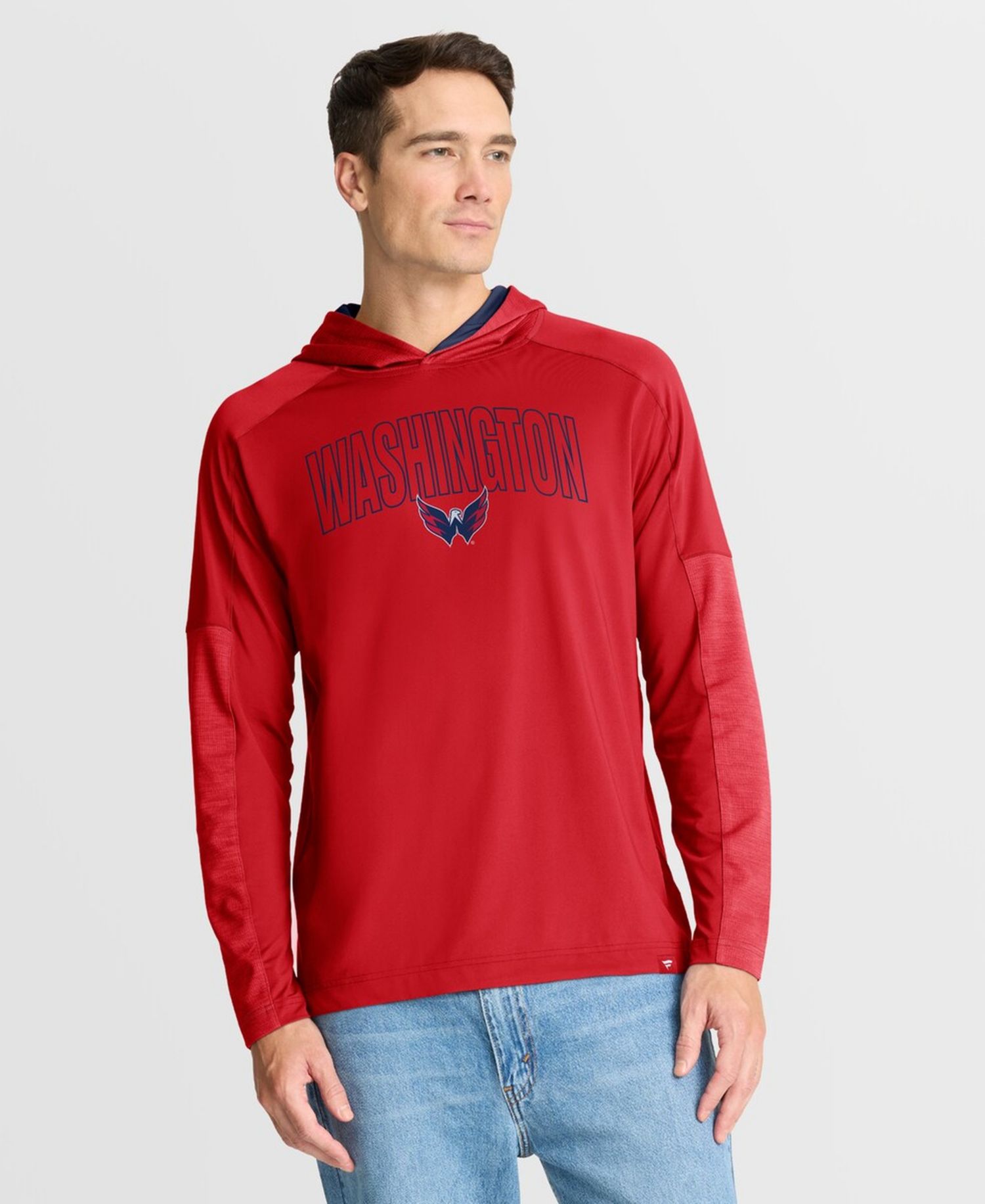 Men's Red Washington Capitals Penalty Shot Long Sleeve Hoodie T-Shirt