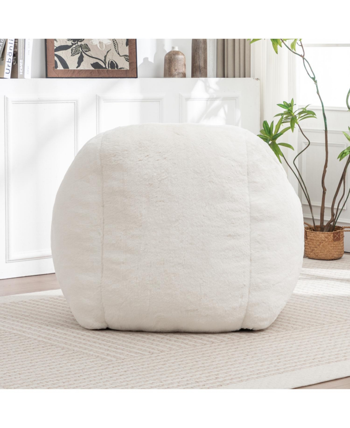 Rainsken Bean Bag Chair, Faux Fur Bean Bag Chair, with Filler Included, Soft Beanbag Chairs, Ergonomic, for Bedroom and Living Room