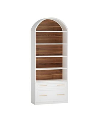 5 Tier Storage Bookshelf with File Drawer and Open Shelves