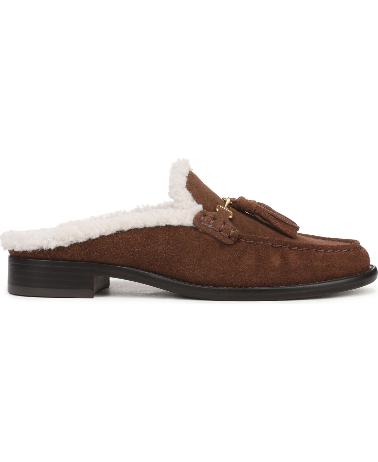 Женские сабо Franco Sarto Callen 2 Almond Toe Mules, цвет: Коричневый / Белый замшевый — фото 2