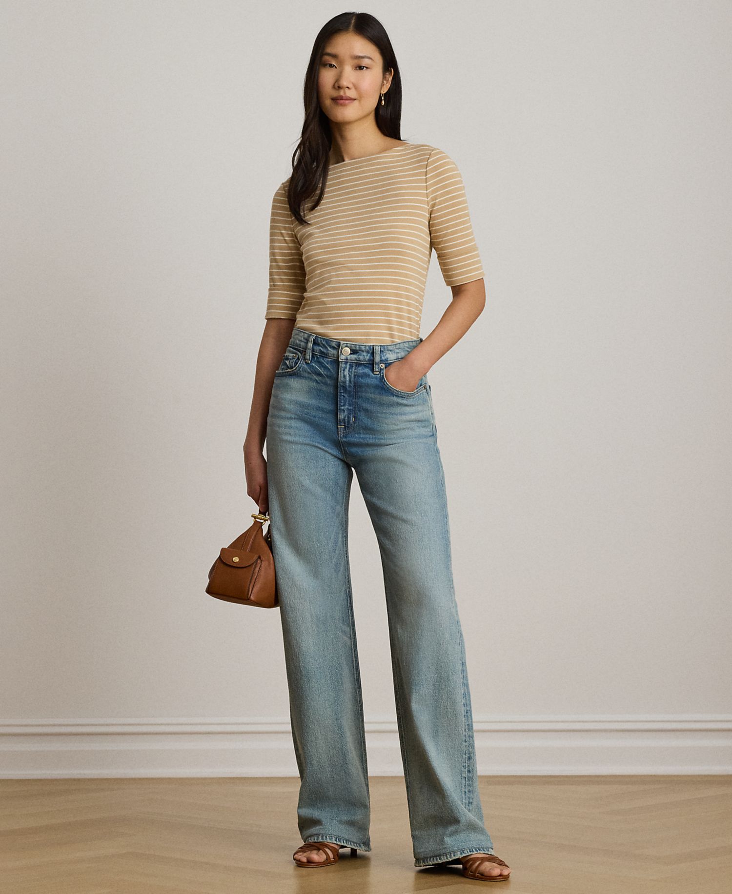 Petite Striped Boat Neck T-Shirt