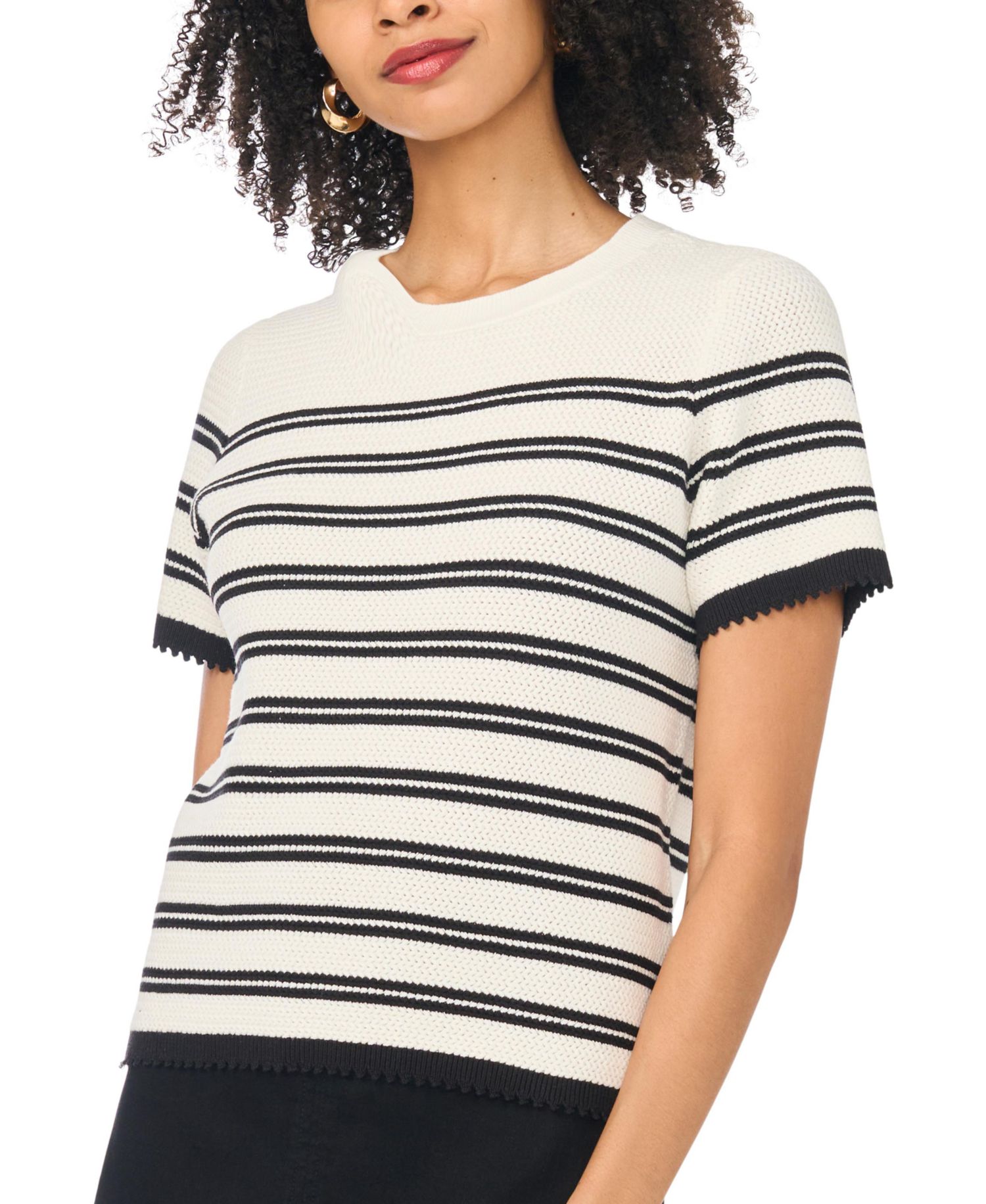 Women's Cotton Striped Crewneck Sweater
