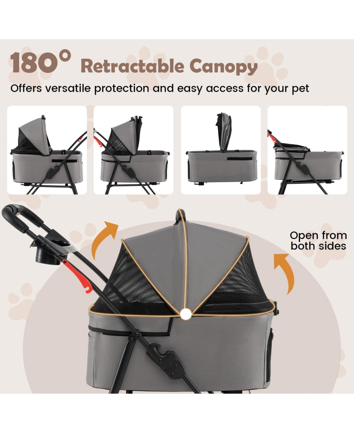 Cozito 3-in-1 Pet Stroller with Removable Carrier up to 33 lbs