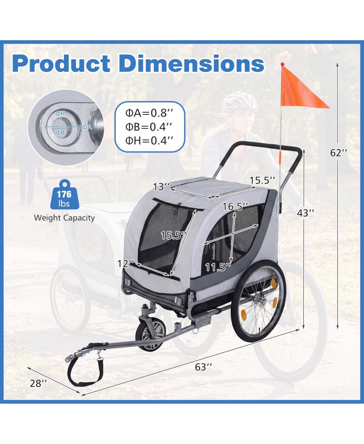 Cozito 2-in-1 Dog Bike Trailer with Universal Bicycle Coupler
