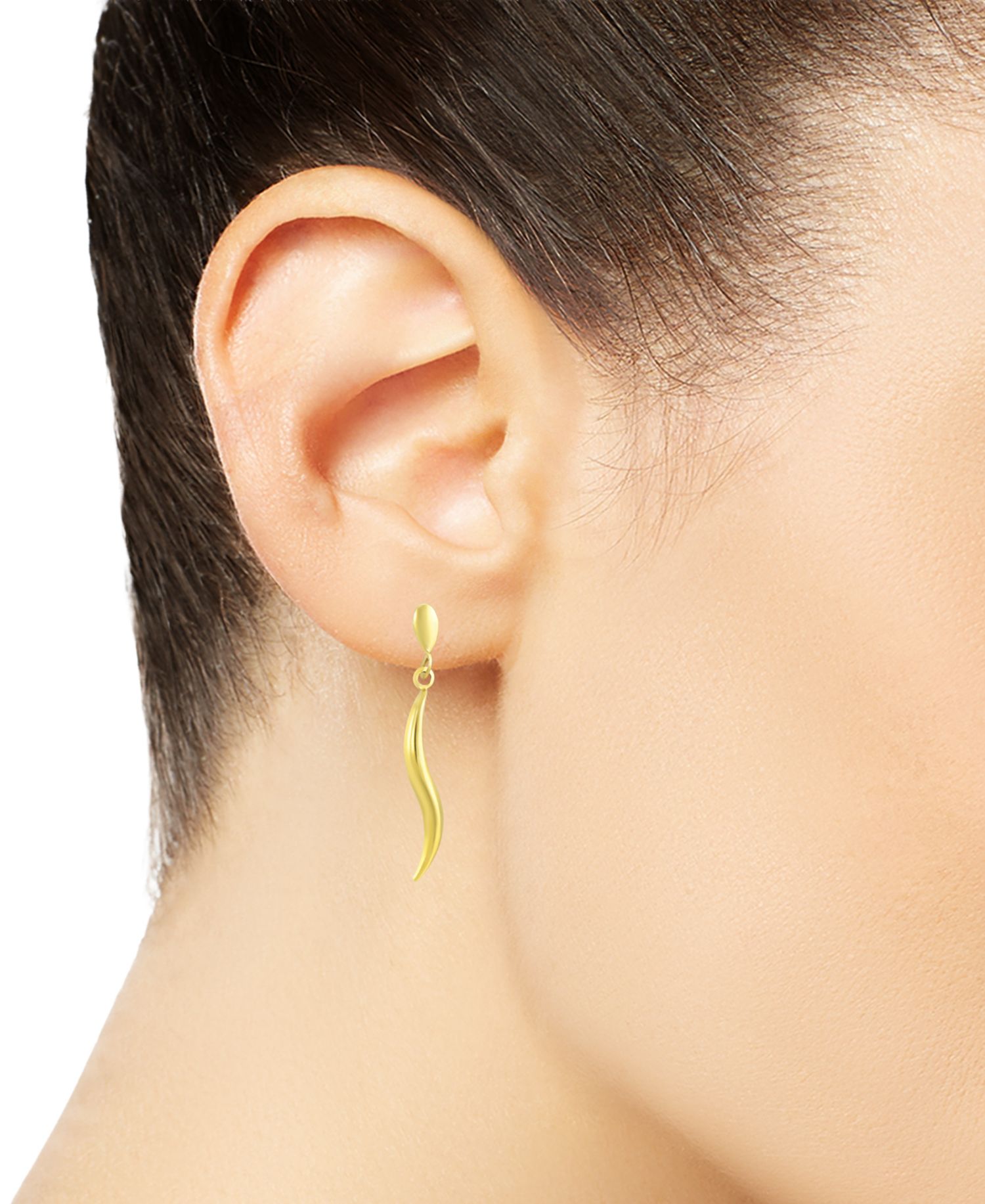Polished Twist Dangle Earrings in 10k Yellow Gold