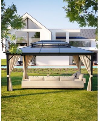 Heavy Duty Hardtop Gazebo 12'x16' - Double Metal or Polycarbonate Roof, Aluminum Frame, Deck, Backyard, Garden