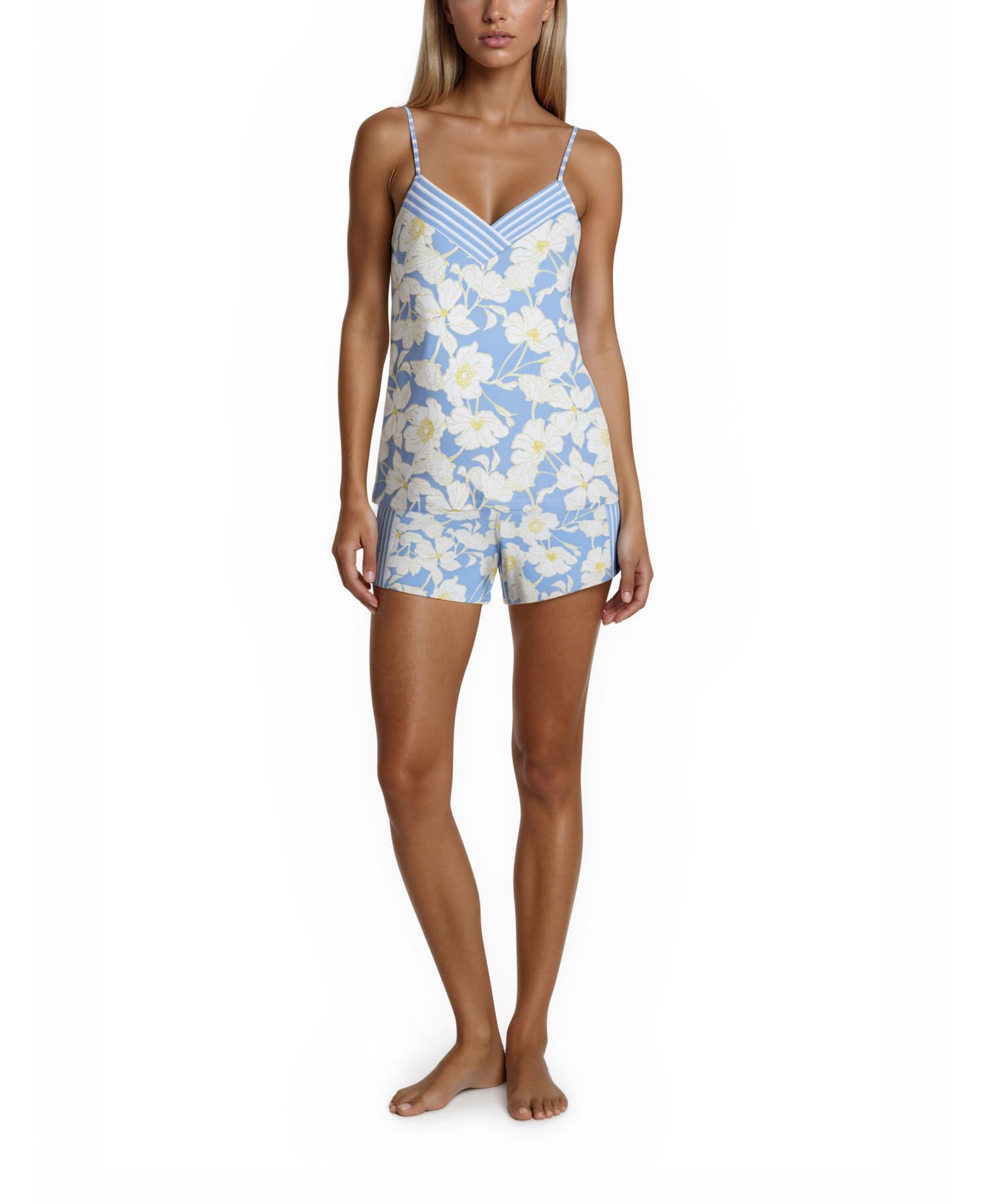 Women's Mix Match V-Neck Top and Pull-On Shorts, 4-Piece set