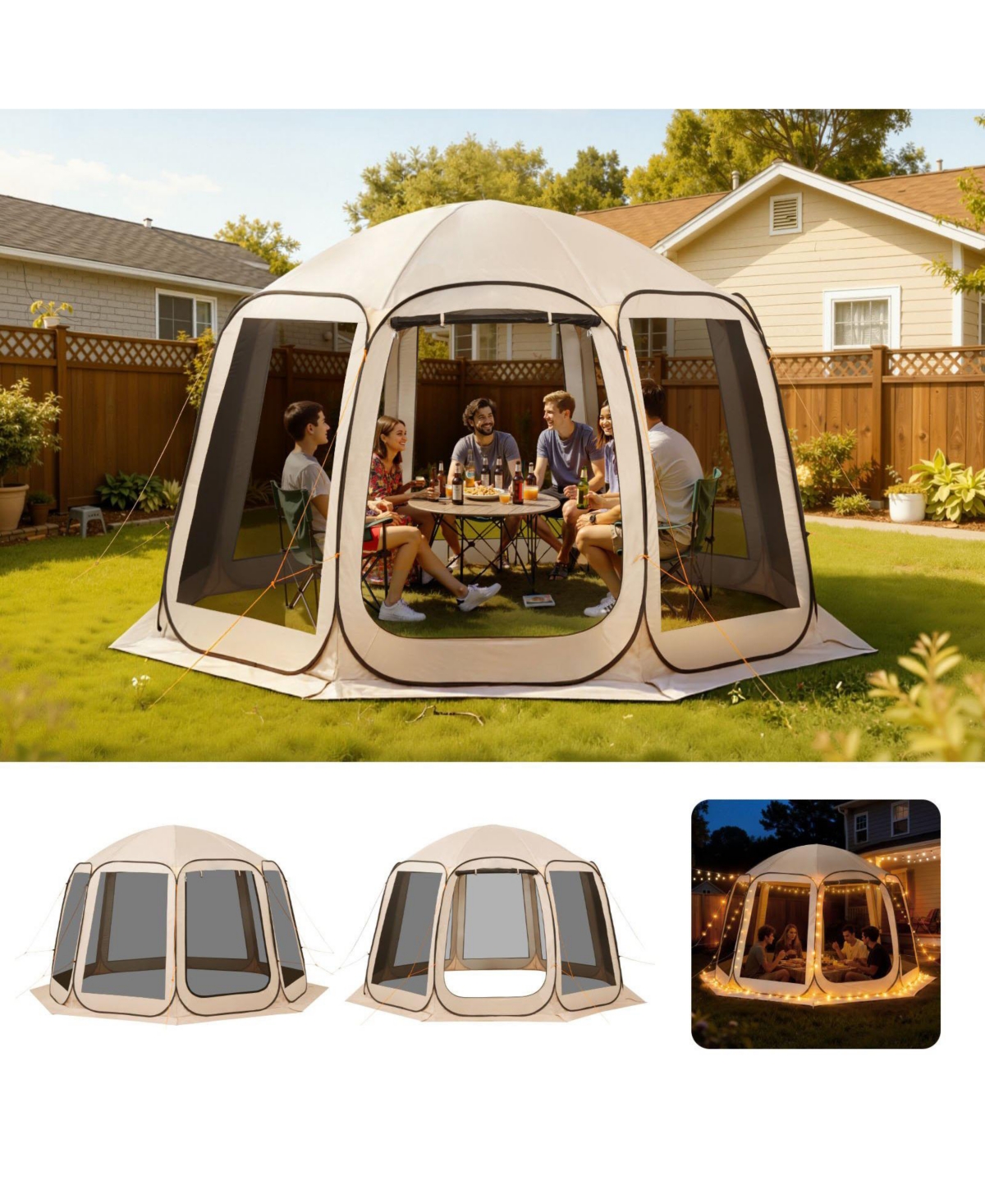 Cozito Screen House Tent, 12 x 11 feet 10-12 Person Pop Up Canopy with Carry Bag