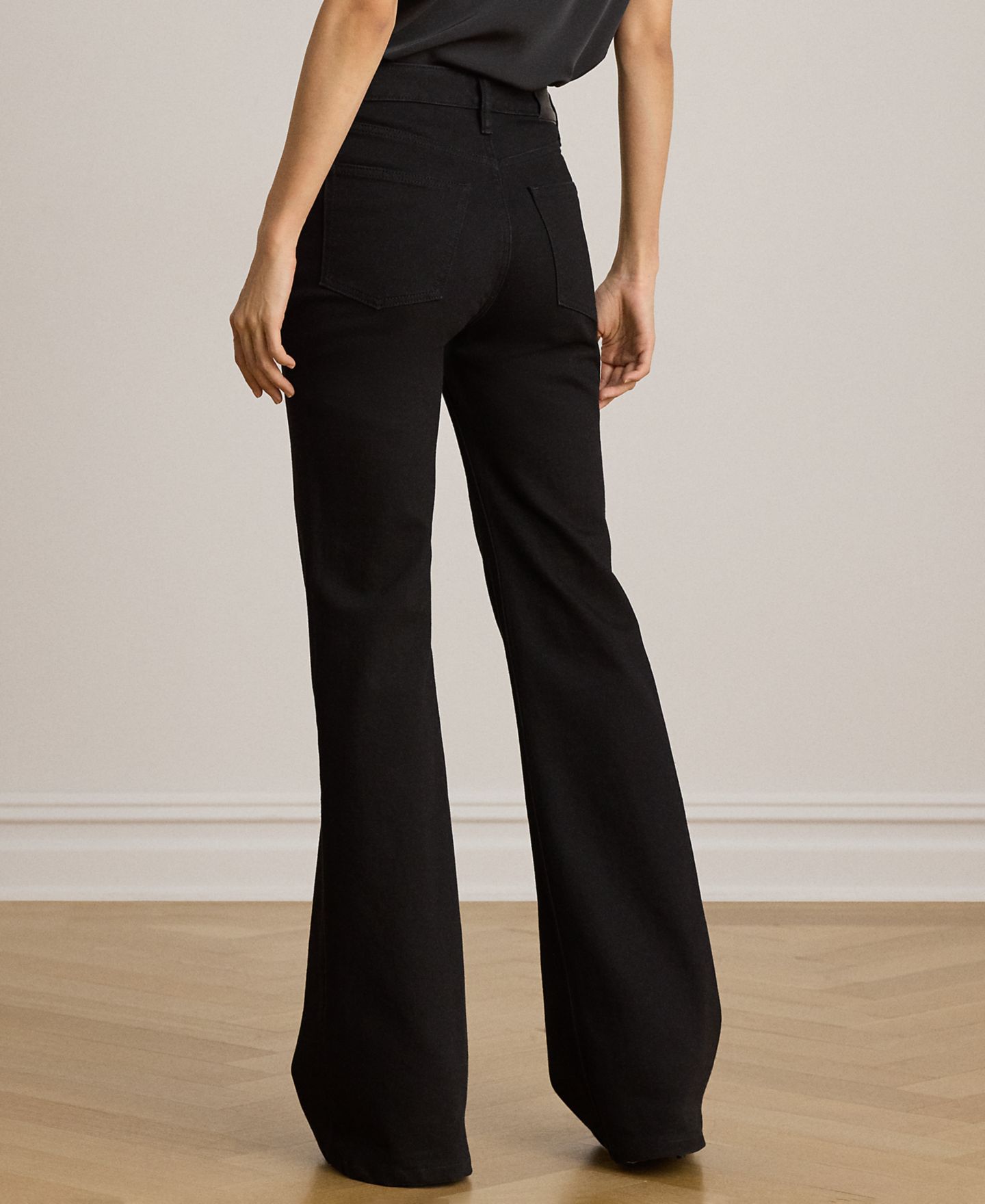 Женские джинсы Lauren Ralph Lauren Petite Lace-Up High-Rise Flare, цвет: Чёрный варёный — фото 5