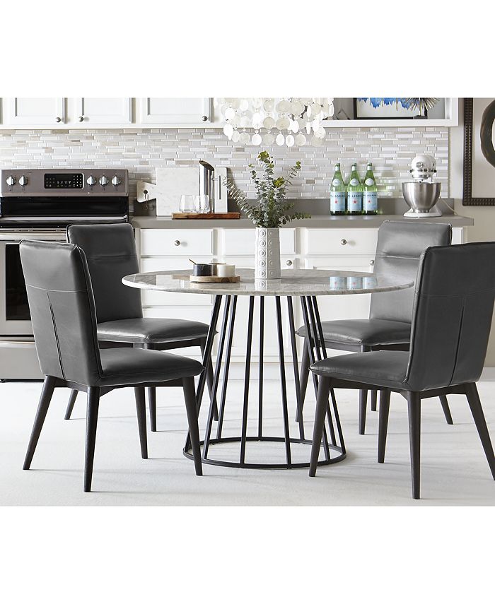 Furniture Callisto Marble Round Dining Set, 5Pc. (Dining Table & 4
