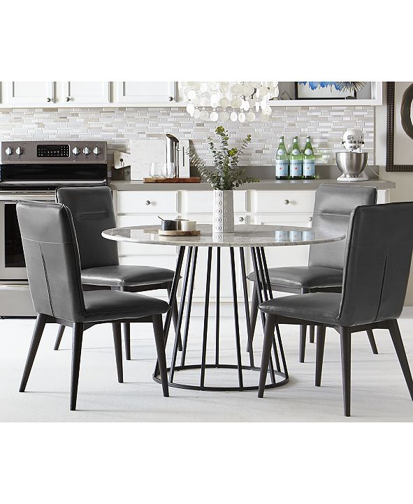 Furniture Callisto Marble Round Dining Set, 5-Pc. (Dining ...