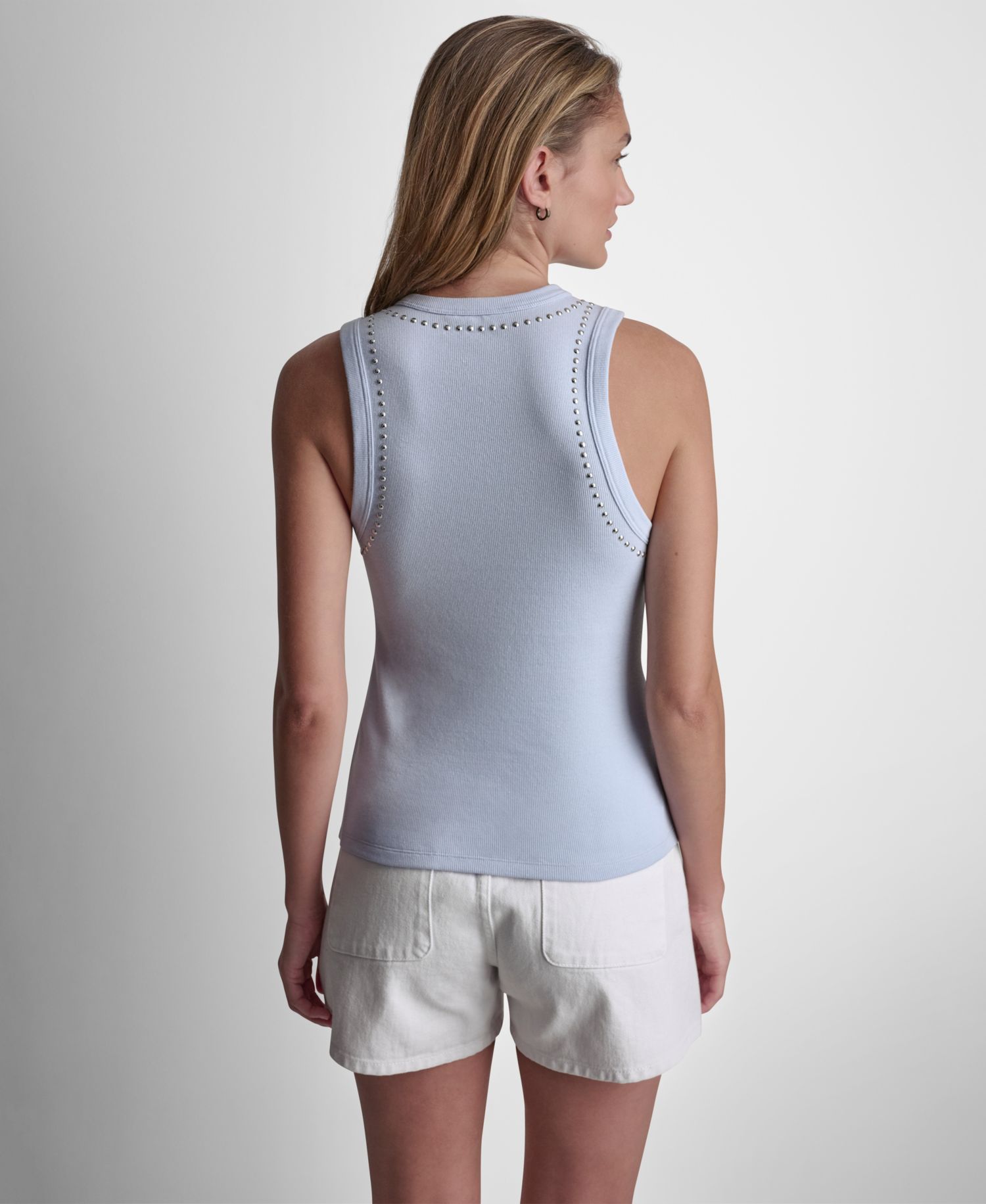 Women's Crewneck Tank Top with Dome Studs